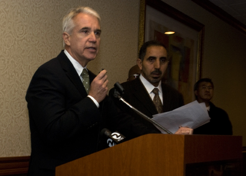 San Francisco Police Chief George Gascón apologizes during a news conference at the Holiday Inn Hotel San Francisco Golden Gateway on April 2 for his previous comments on the Middle Eastern communities. RAMSEY EL-QARE / THE GUARDSMAN