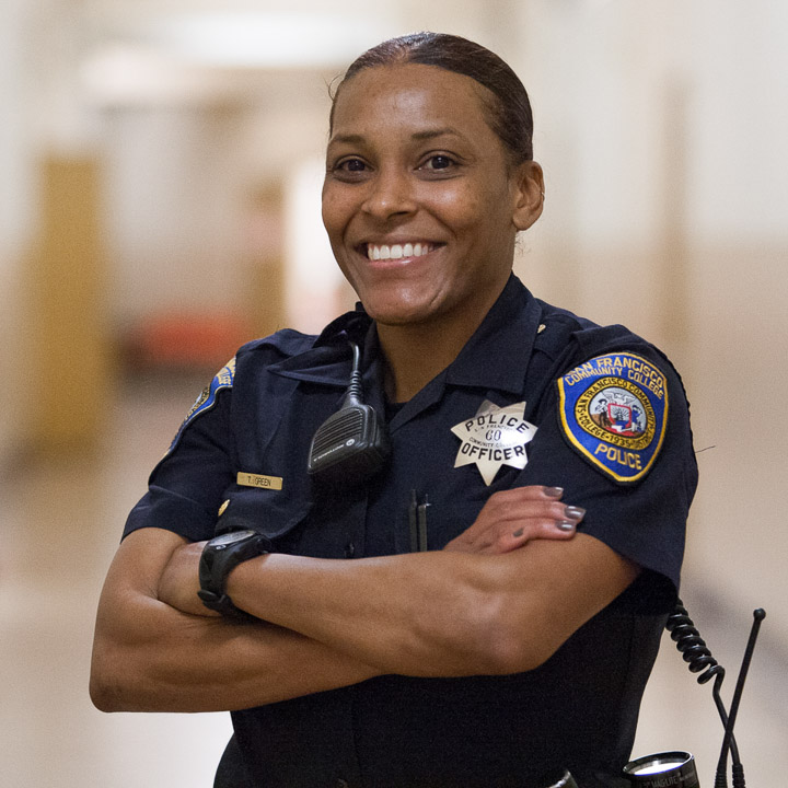 Officer Green poses for a portrait at Ocean campus, Thursday, Feb. 27, 2014 . Photo by Santiago Mejia/The Guardsman