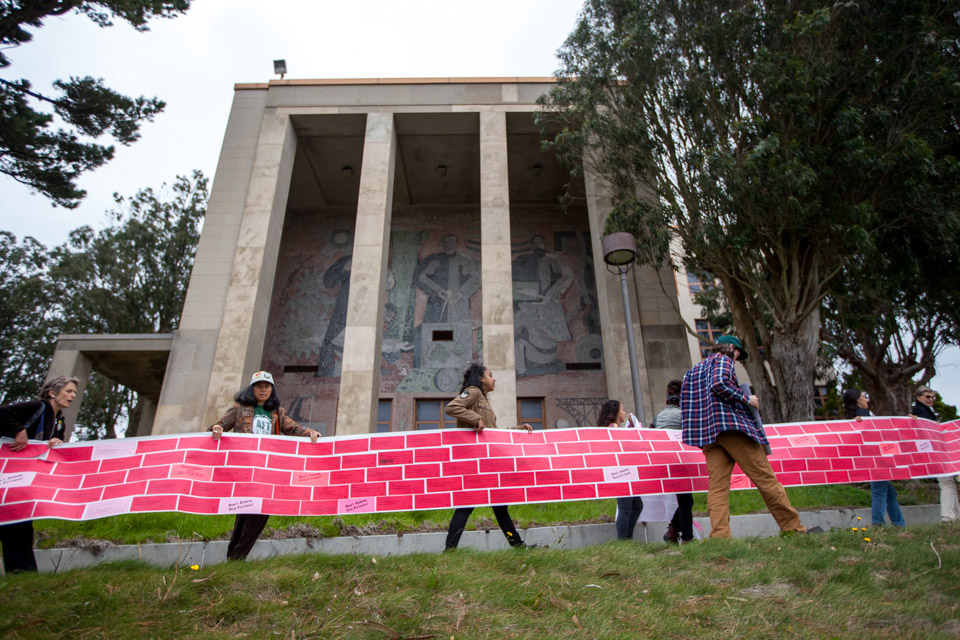 Students, faculty and supporters delivery 3,000 messages to Susan Lamb, Vice Chancellor of Academic Affairs, appealing class closures due to low enrollment at City College on Monday, Aug. 22, 2014.  88 classes were cancelled affecting 370 students. (Photo by Nathaniel Y. Downes)