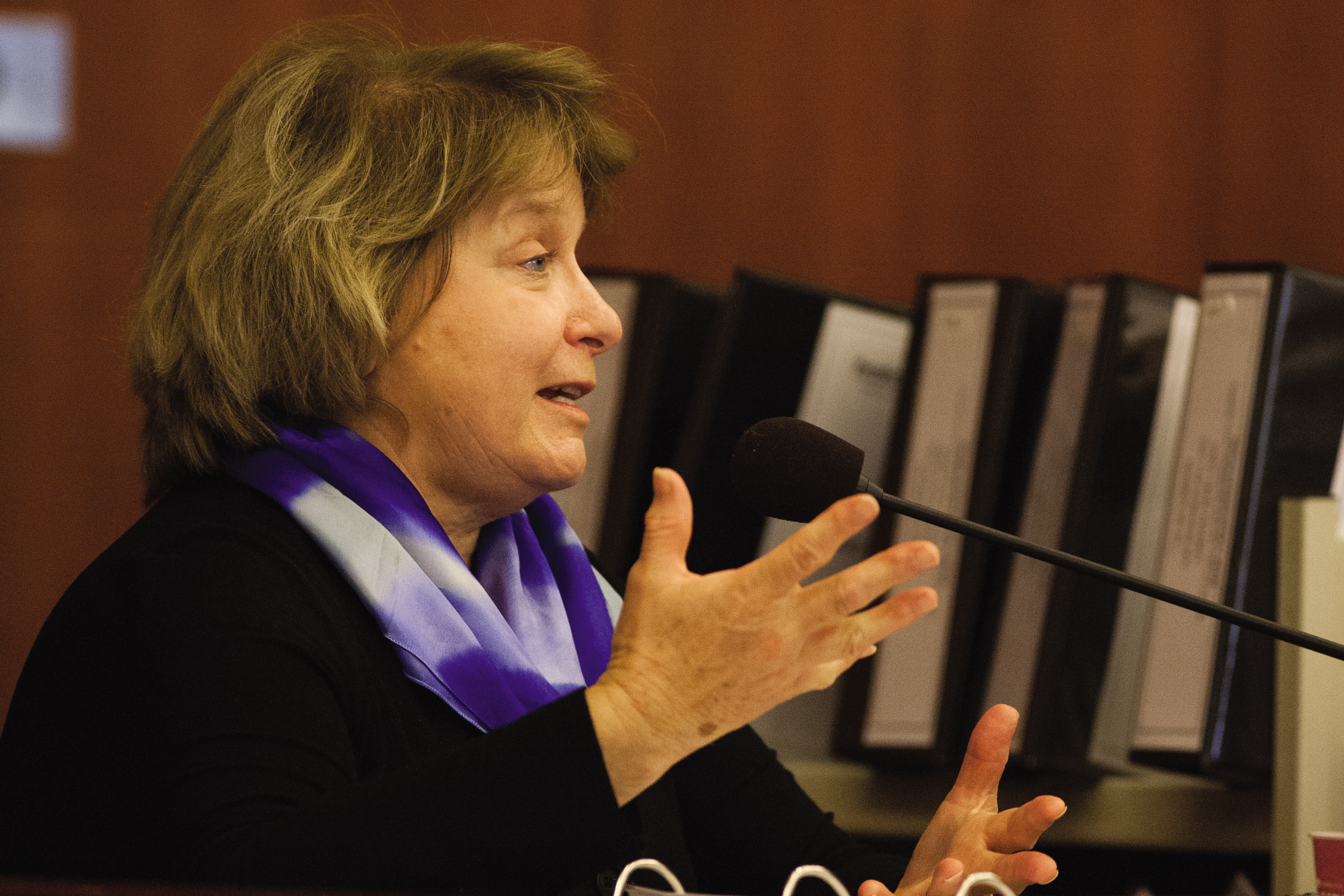 ACCJC President Barbara Beno takes the witness stand during Day 2 of the Superior Court Trial concerning City Collehge's accreditation on Tuesday, Oct. 28, 2014. (Photo by James Fanucchi)