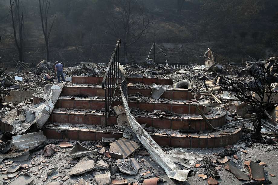 tairs remain at a home that was destroyed by the Atlas Fire on October 13, 2017 in Napa, California. Photo by Justin Sullivan, Getty Images. 