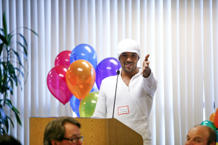 Former City College Guardian Scholar Tyrone Botelho, who is now a junior at U.C. Berkeley, speaks at a Guardian Scholar event. PHOTO COURTESY OF ANTHONY LINSEY.