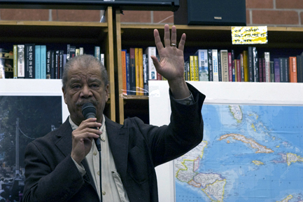 Civil rights lawyer Walter Riley spoke at Berkeley's Revolution Books on Friday night, describing Haiti's tumultuous history and the horrors he witnessed during the Jan. 7.0 earthquake. CHLOE ASHCRAFT / THE GUARDSMAN