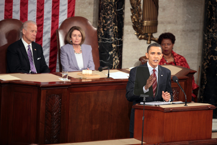 President Barack Obama gives his State of the Union address to Congress on Capitol Hill, Wednesday, January 27, 2010 in Washington, D.C. (Robert Giroux/MCT)