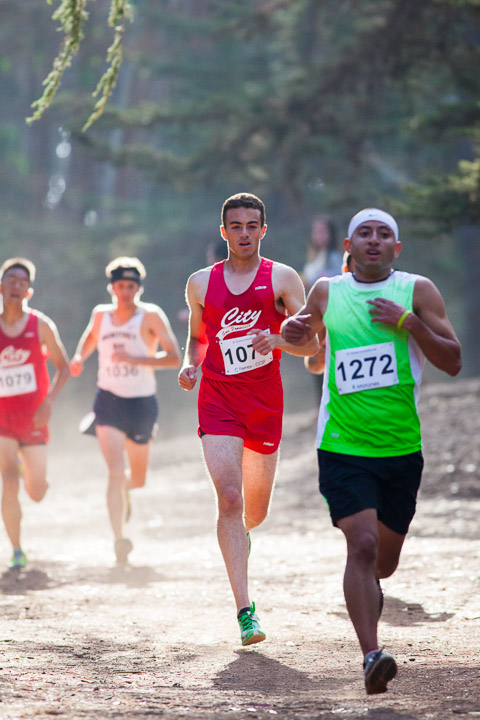 City runner Christian Ferrey (center) participates in the SF State cross country invitational at Golden Gate Park on Friday Oct. 11, 2013. Photo by Juan Pardo/The Guardsman