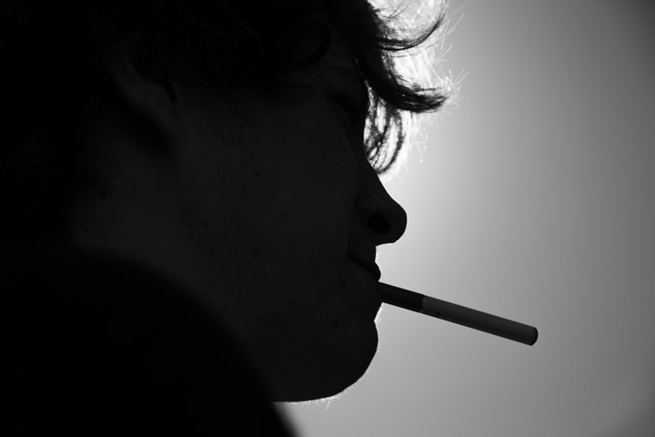 A silhouette of an e-cig smoker, Wednesday, Feb. 19, 2014, at Ocean campus. Photo by Elisa Parrino/The Guardsman