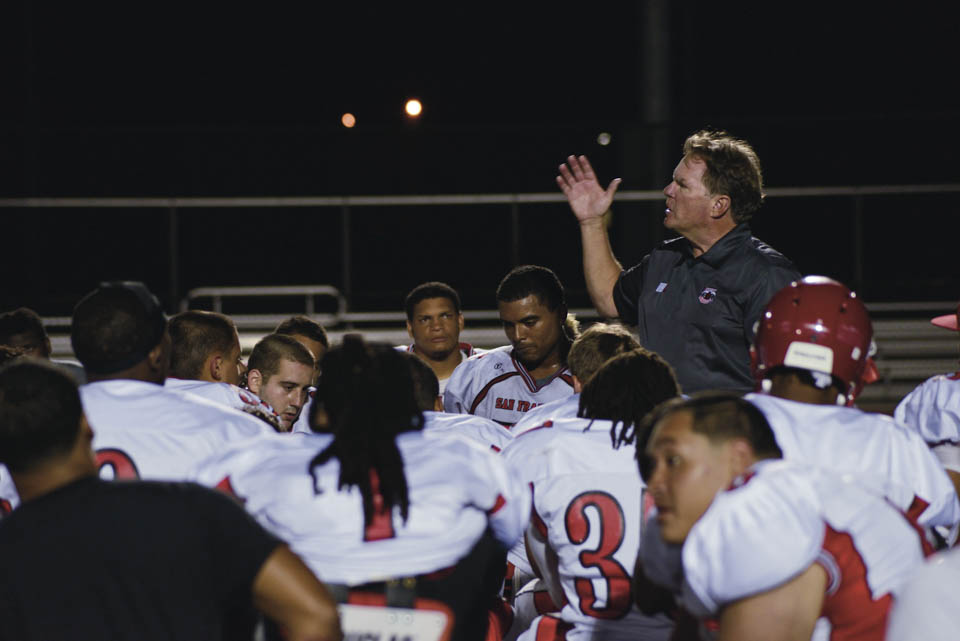 Rams Head Coach George Rush scolds the Rams for "playing sloppy football." (Photo by Yesica Prado/ Contributor)