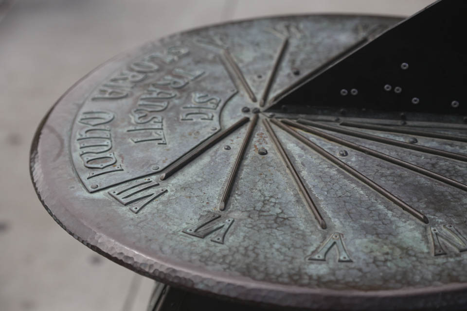 The Sundial, created by August Tisselinck, is located at the south side closest to Ram Plaza at Cloud Hall Plaza. ( Photo by Natasha Dangond)