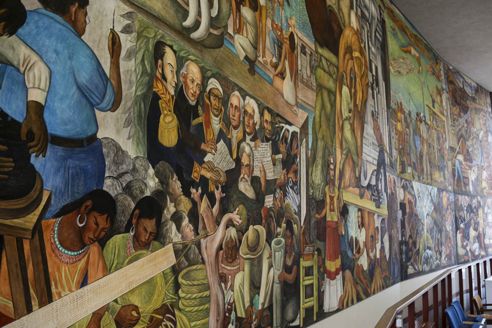 Diego Rivera's mural, Marriage of the Artistic Expression of the North and of the South on this Continent, located inside the Diego Rivera Theatre. (Photo by Natasha Dangond)