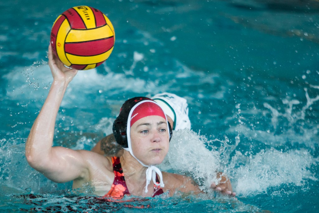 City College Brooke Ashton (03) tries to score during a Water Polo game against Laney College at City College pool on Ocean campus Oct 14, (photo by Khaled Sayed)