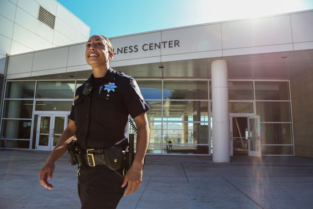 City College Police Officer Erica McGlaston patrols the campus as a part of her daily routine to make herself present to City College students, and look for any suspicious activity. Friday, Oct. 30, 2015. (Photo by Natasha Dangond/ The Guardsman)