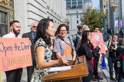 Jane Kim speaks during a press conference on the steps of San Francisco City Hall. Free City Proposal will remove the tuition fee at City College of San Francisco for San Francisco residents. It will also grant $1000 per year for students who already receive federal and/or state assistance. San Francisco, California, September 14, 2016. (Photo by: Izar Decleto/The Guardsman)