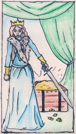 Queen of Swords, illustrated by Auryana Rodriguez