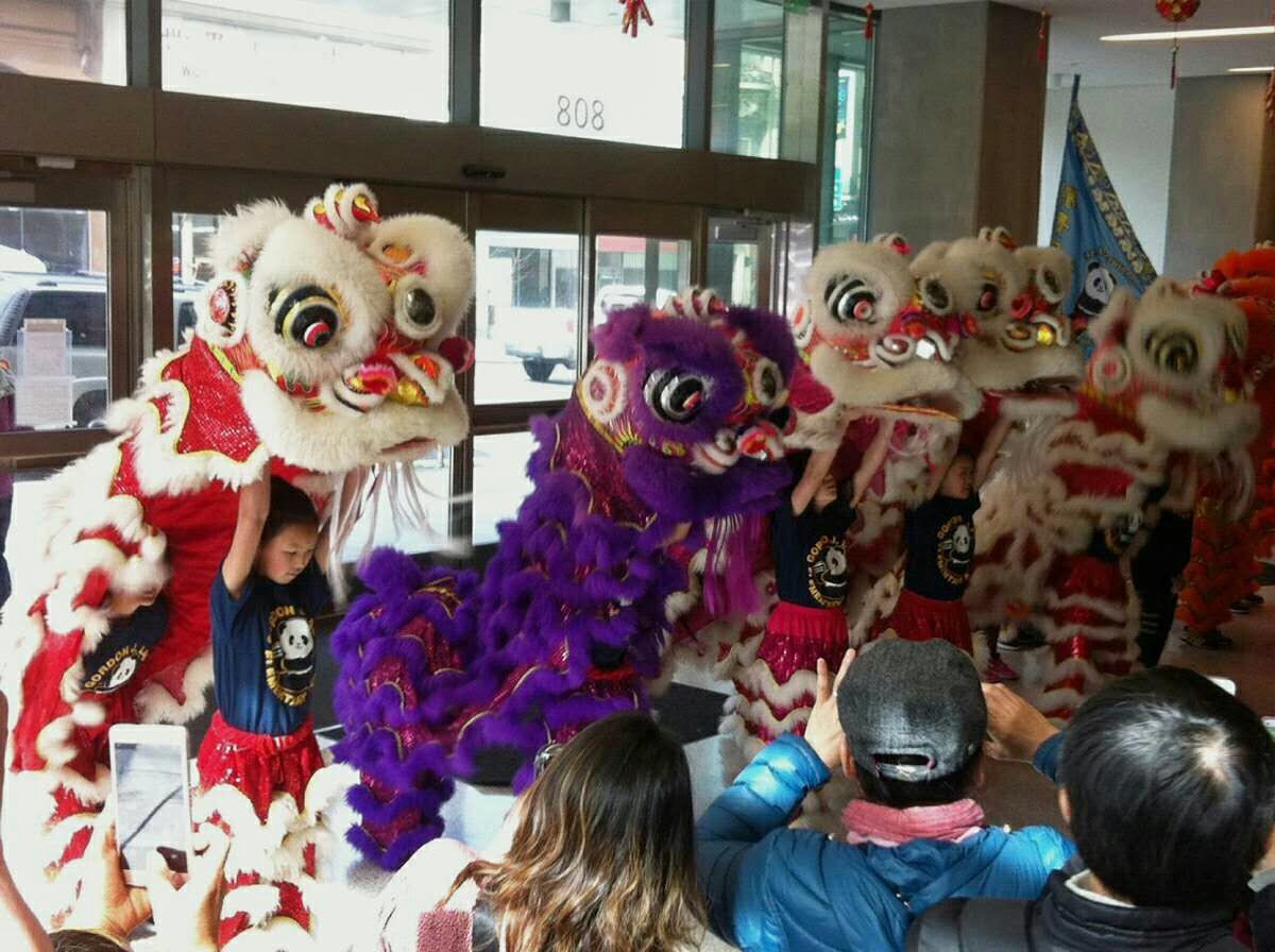 A group of children performing the traditional lion dance at City College’s Chinese New Year celebration. (Photo by CHNB Student Council) 
