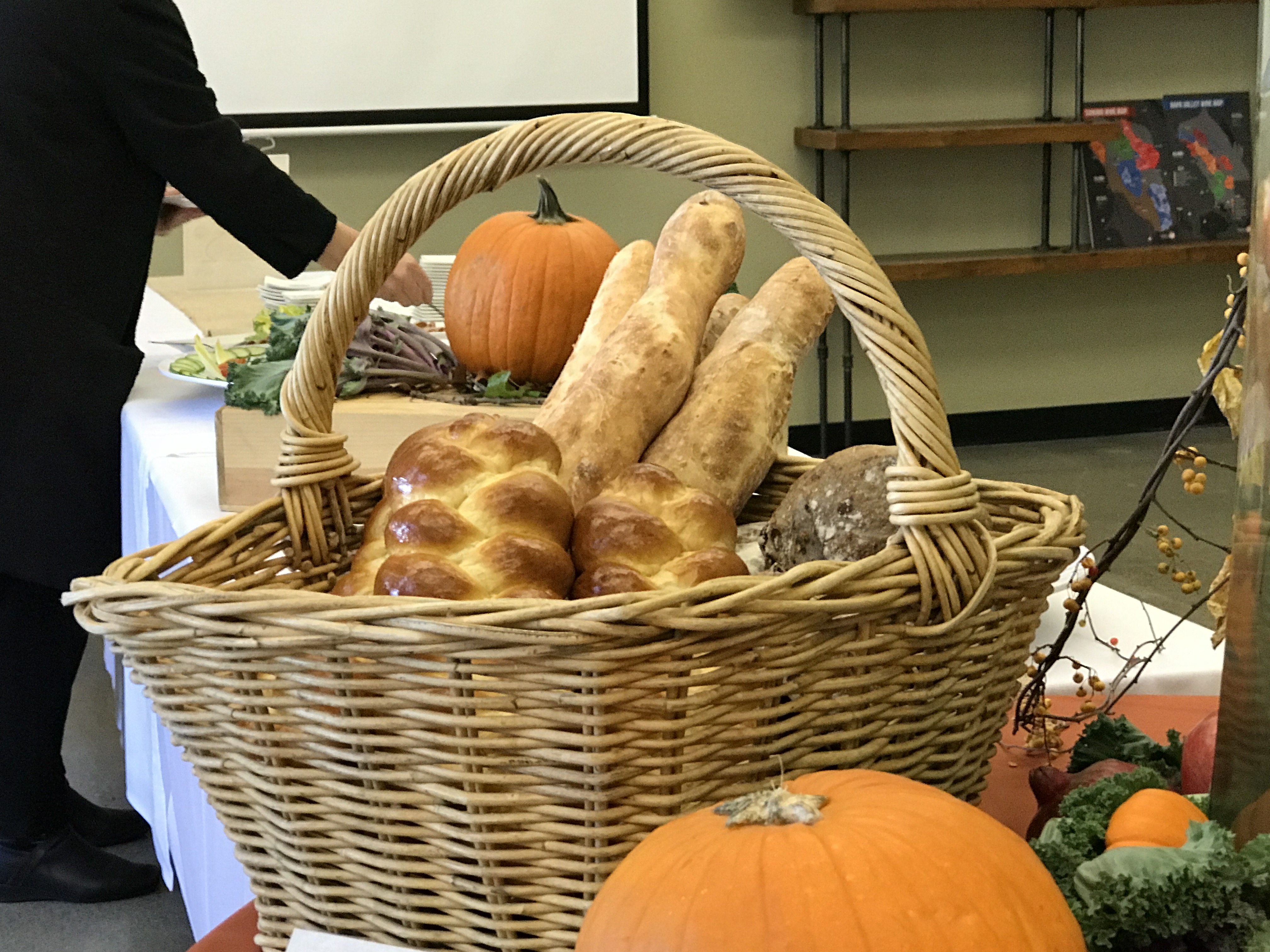 Bread made of different grains that only grow during the fall are arranged in a basket for guests to taste and enjoy on Wednesday, Oct. 18, 2017. Photo by Diane Carter. 