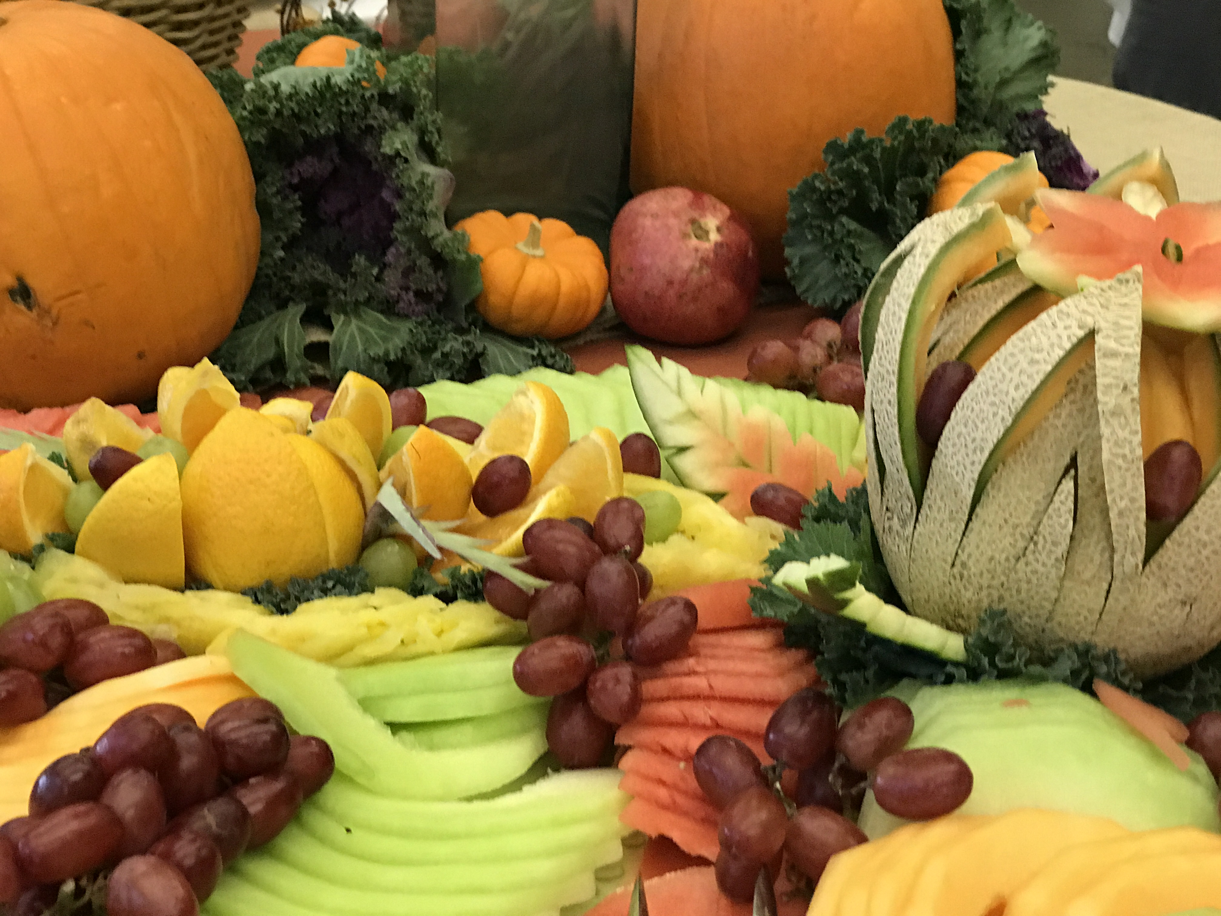 Fruit brought by attendees are arranged and cut in an artistic fashion for display and enjoyment on Wednesday, Oct. 18, 2017. Photo by Diane Carter. 