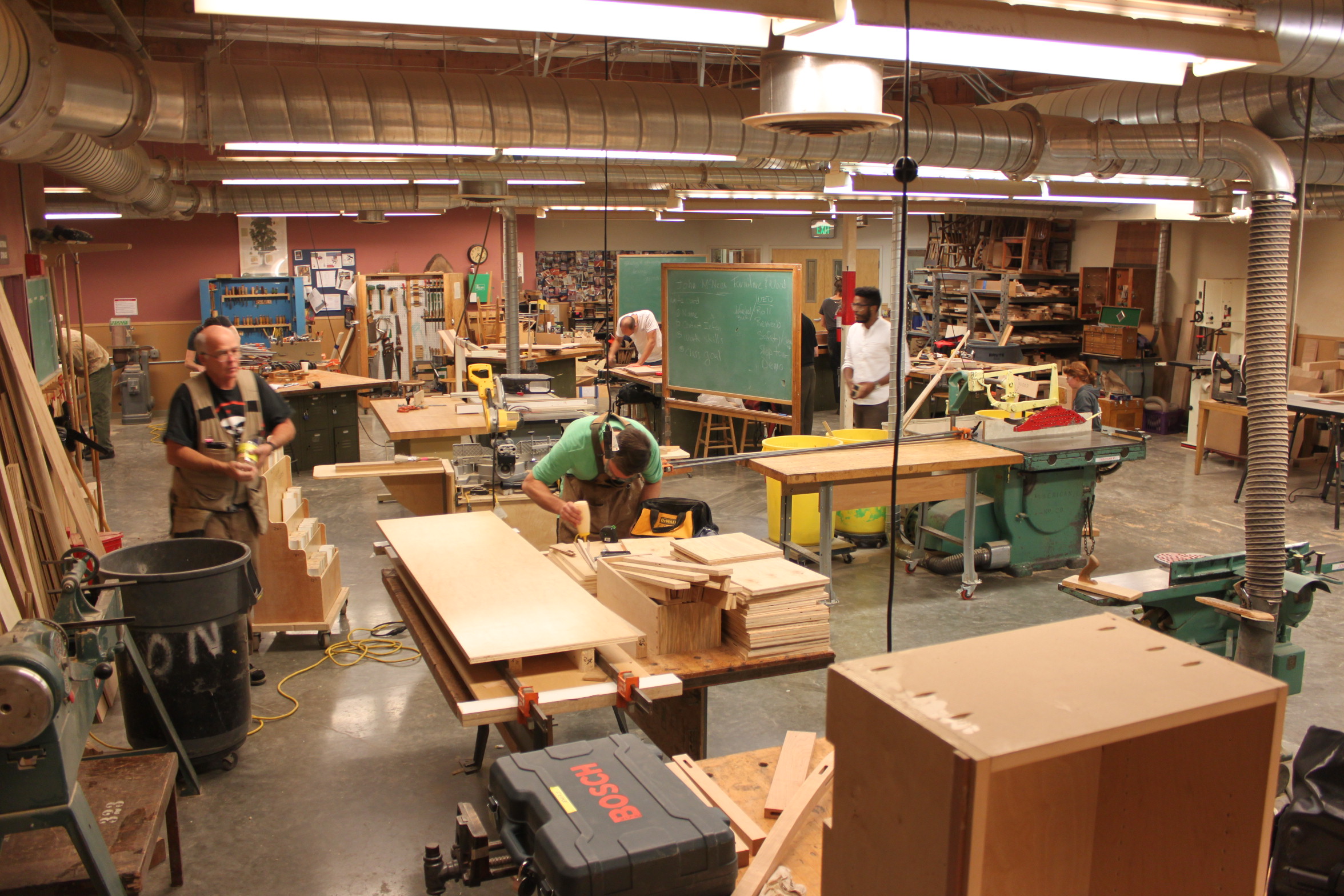 Every Monday and Wednesday in Fall of 2017 the advanced carpentry class is bustling with projects from City College students on the second floor of the Evans Campus. O’Mahoney is one of them, though not present in this photograph. Photo taken by Bethaney Lee on Nov. 6, 2017. 
